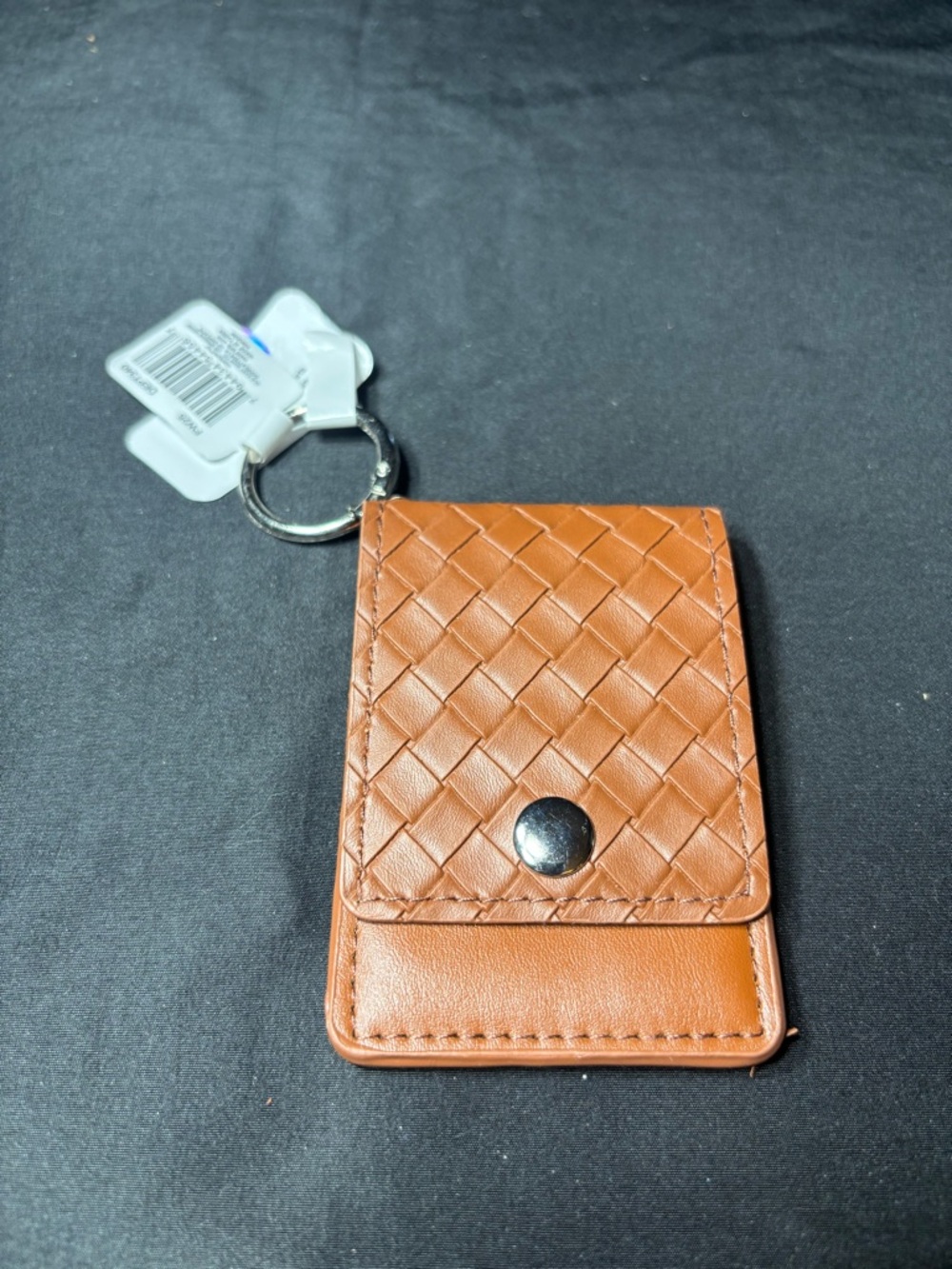 New Woven Keychain Card Holder Wallet - Brown
